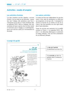 EOLE — 5H / 6H – 7H / 8H  Activités : mode d’emploi Les activités d’entrée  Les autres activités