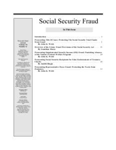 U.S. Attorneys' Bulletin Vol 52 No 06, Social Security Fraud