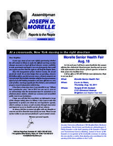 Assemblyman  JOSEPH D. MORELLE Reports to the People SUMMER 2011