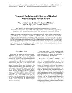 From Acceleration and Transport of Energetic Particles Observed in the Heliosphere, eds. R.A. Mewaldt, J.R. Jokipii, M.A. Lee, E. Moebius, and T.H. Zurbuchen, AIP Conference Proceedings (2000), in press. Temporal Evoluti