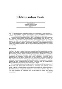 Children and our Courts Chris Staniforth Assistant Executive Officer Legal Aid Commission Canberra