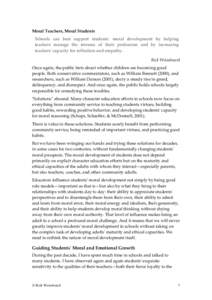 Moral Development / Character education / Developmental Studies Center / William Damon / Moral reasoning / Richard Weissbourd / Education / Morality / Teacher