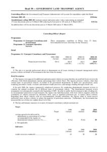 Head 50 — GOVERNMENT LAND TRANSPORT AGENCY Controlling officer: the Government Land Transport Administrator will account for expenditure under this Head. Estimate 2001–02..............................................