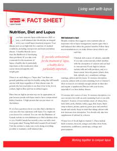 Living well with lupus  Lupus Canada FACT SHEET