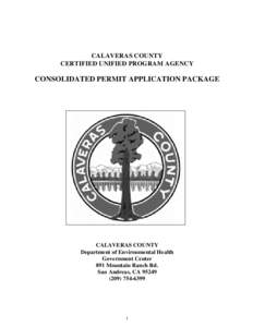 CALAVERAS COUNTY CERTIFIED UNIFIED PROGRAM AGENCY CONSOLIDATED PERMIT APPLICATION PACKAGE  CALAVERAS COUNTY