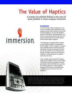 Multimodal interaction / User interface techniques / Haptic technology / Holography / Sensory substitution / Touchscreen / User interface / Telepresence / ISO / Humanâ€“computer interaction / Virtual reality / Input/output