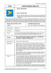 EASA AD No.: 2007-0218R2  EASA AIRWORTHINESS DIRECTIVE AD No.: 2007-0218R2