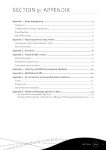 Section 9: Appendix Appendix 1 – Drugs in pregnancy....................................................................................2 Pregnancy........................................................................