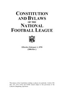 CONSTITUTION AND BYLAWS OF THE NATIONAL FOOTBALL LEAGUE