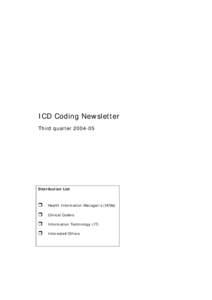ICD Coding Newsletter Third quarter[removed]Distribution List  