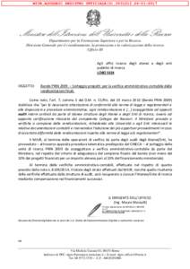 MIUR.AOODGRIC.REGISTRO UFFICIALE(U2017  Ministero dell’Istruzione, dell’Università e della Ricerca Dipartimento per la Formazione Superiore e per la Ricerca Direzione Generale per il coordinamento, l