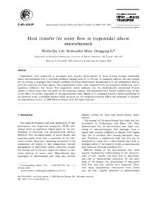 International Journal of Heat and Mass Transfer±3936  www.elsevier.com/locate/ijhmt Heat transfer for water ¯ow in trapezoidal silicon microchannels