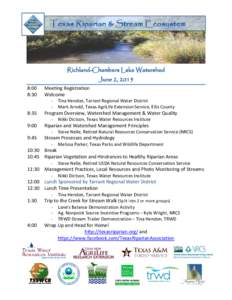 Texas Riparian and Stream Program Agenda 8:00 8:30