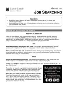 GUIDE  TO JOB SEARCHING FIRST STEPS