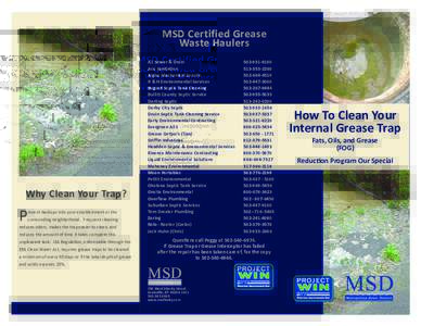 MSD Certified Grease Waste Haulers Why Clean Your Trap?  P