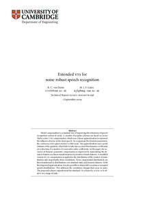 Department of Engineering 1 Extended vts for noise-robust speech recognition R. C. van Dalen