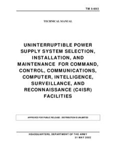 TMTECHNICAL MANUAL UNINTERRUPTIBLE POWER SUPPLY SYSTEM SELECTION,