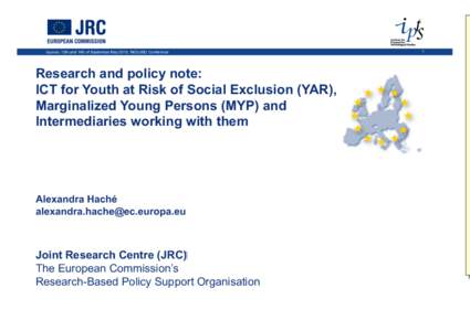 N  Leuven, 13th and 14th of September May 2010, INCLUSO Conference Research and policy note: ICT for Youth at Risk of Social Exclusion (YAR),