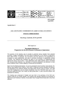 Roundtable Meeting on behalf of Statistics Division in collaboration with the FAO Sub-Regional Office for the Pacific Islands