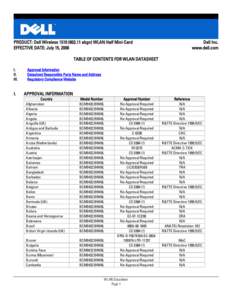 PRODUCT: Dell Wireless[removed]abgn) WLAN Half Mini-Card EFFECTIVE DATE: July 15, 2008 Dell Inc. www.dell.com