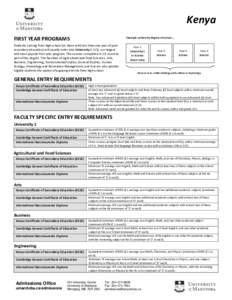 Kenya Example university degree structure... FIRST YEAR PROGRAMS Students coming from high school (or those with less than one year of postsecondary education) will usually enter into University 1 (U1), our largest and m