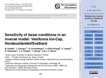 The Cryosphere Discussions This discussion paper is/has been under review for the journal The Cryosphere (TC). Please refer to the corresponding final paper in TC if available.