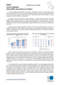 ITALY  (English version on next page) Country Highlights OECD (2009), Doing Better for Children