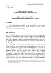 LC Paper No. CB[removed])  For discussion on 21 April 2009 LEGISLATIVE COUNCIL PANEL ON COMMERCE AND INDUSTRY