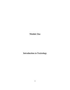 Module One  Introduction to Toxicology 11