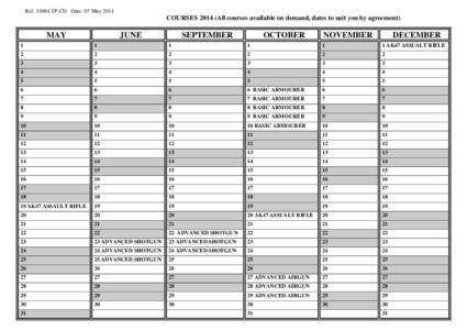 Ref: 14064.TP.CD Date: 07 May[removed]COURSES[removed]All courses available on demand, dates to suit you by agreement) MAY