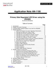 Application Note AN-1195 Primary Side Regulated LED Driver using the IRS2983 By Ektoras Bakalakos  Table of Contents