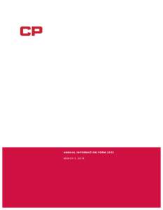 ANNUAL INFORMATION FORM 2013 MARCH 5, 2014 TABLE OF CONTENTS 1. CORPORATE STRUCTURE 1.1 NAME, ADDRESS AND