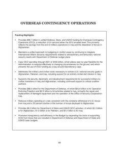 OVERSEAS CONTINGENCY OPERATIONS  Funding Highlights: