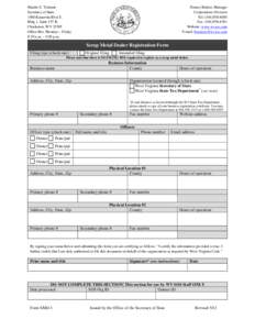 Natalie E. Tennant Secretary of State 1900 Kanawha Blvd E. Bldg 1, Suite 157-K Charleston, WV[removed]Office Hrs: Monday – Friday