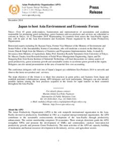 Asian Productivity Organization (APO) Leaf Square Hongo Building, 2FHongo, Bunkyo-ku Tokyo, Japan www.apo-tokyo.org