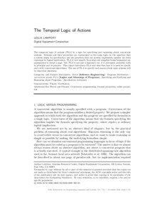 The Temporal Logic of Actions LESLIE LAMPORT Digital Equipment Corporation