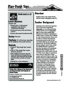 Play-Dough Topo Grade Level: 5–12 Overview Students make a clay model volcano, and then create a topographic map of it.