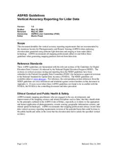 ASPRS Guidelines Vertical Accuracy Reporting for Lidar Data Version Drafted Released Ownership