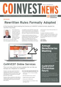 ISSUE 4 / DECEMBER[removed]For Employers in the Victorian Construction Industry ww.coinvest.com.au CEO WELCOME
