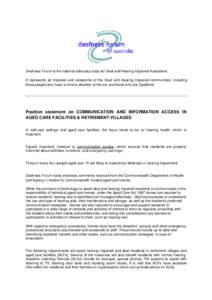 Microsoft Word - Communication and Information Access in Aged Care Facilities and Retirement Villages DFA position statement