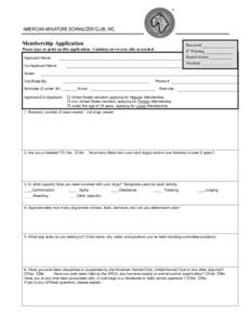 AMERICAN MINIATURE SCHNAUZER CLUB, INC.  Membership Application Received 1st Printing