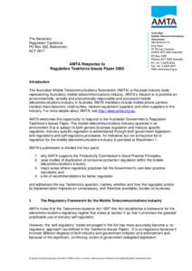 The Secretary Regulation Taskforce PO Box 282, Belconnen, ACT[removed]AMTA Response to