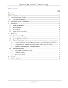 Quanterion RELease Series: Accelerated Testing Table of Contents Page Foreword Table of Contents ...........................................................................................................................