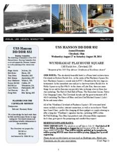 201 West Bay Street Savannah, GA[removed]Wyndham Hotel Cleveland, Ohio ANNUAL USS HANSON NEWSLETTER