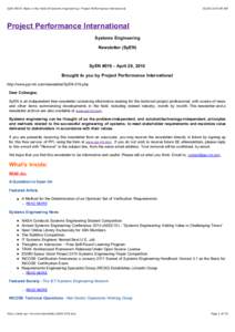 SyEN #019: News in the Field of Systems Engineering | Project Performance International:49 AM Project Performance International Systems Engineering