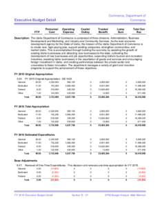 Commerce, Department of Commerce Executive Budget Detail  FTP
