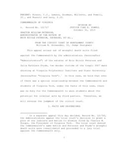 PRESENT: Kinser, C.J., Lemons, Goodwyn, Millette, and Powell, JJ., and Russell and Lacy, S.JJ. COMMONWEALTH OF VIRGINIA v.  OPINION BY