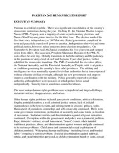 PAKISTAN 2013 HUMAN RIGHTS REPORT