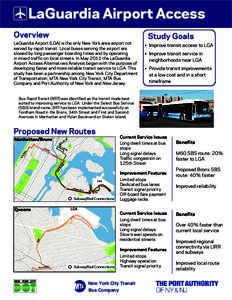 LaGuardia Airport Access Overview LaGuardia Airport (LGA) is the only New York area airport not served by rapid transit. Local buses serving the airport are slowed by long passenger boarding times and by operating in mix