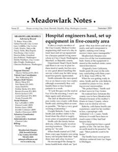 ◆ Issue 21 Meadowlark Notes  Hospice serving Clay, Cloud, Marshall, Republic, Riley, Washington Counties